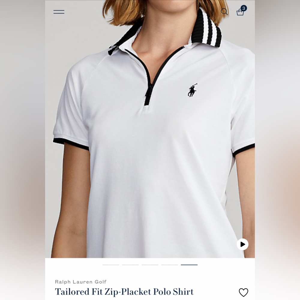 NEW Ladies’ Ralph Lauren Golf Tailored Fit Zip-Placket Polo Shirt, size small